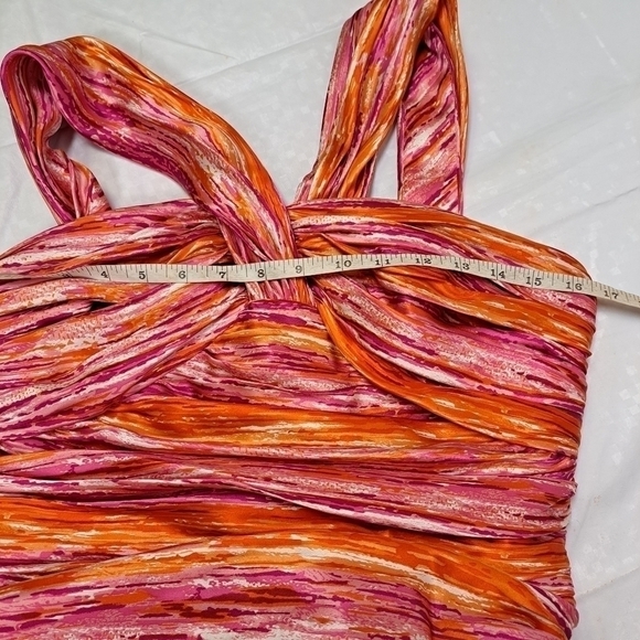 𝅺CARMEN Marc Valvo Printed Silk Halterneck Dress - Picture 11 of 14